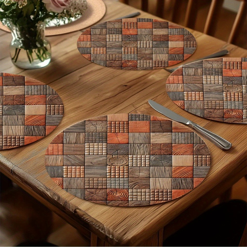 Outdoor Furniture Wood - VIKAMA ronde placemat 4-delige set vintage